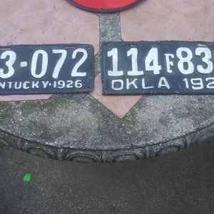 Vintage metal automobile license plates
